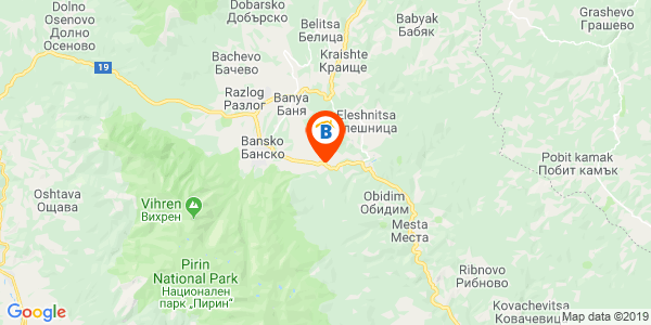 Местоположение на Ваканционно селище КООП - Добринище - Банско
