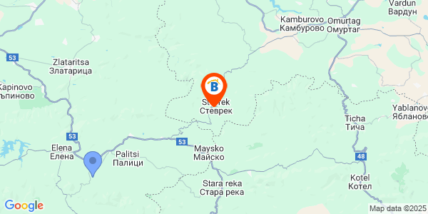Местоположение на Kъща за гости Стеврек Край реката - село Стеврек - Антоново - Търговище