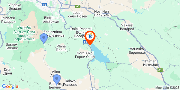 Местоположение на Клуб Парадайс Бей - язовир Искър - София