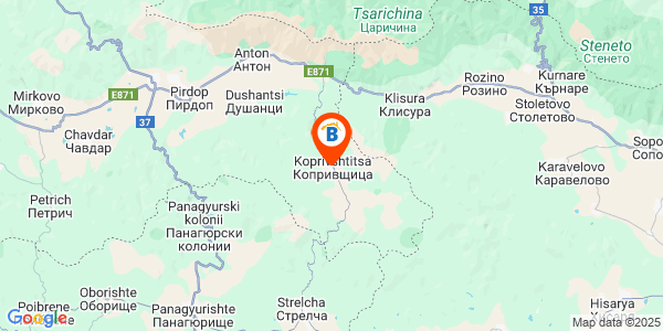 Местоположение на Творчески дом на БАН - Копривщица