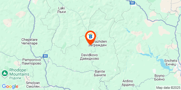 Местоположение на Творчески дом на БАН - село Глогино - Смолян