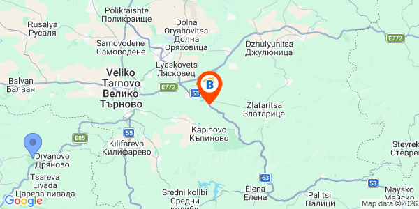 Местоположение на Комплекс Мегданчето - село Мерданя - Велико Търново